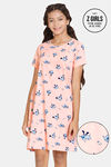 Zivame Girls Chasing Tails Knit Cotton Knee Length Nightdress - Seashell Pink — thumbnail 1